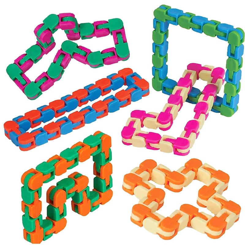 Neliblu Wacky Tracks 6 Pack Sensory Fidget Toys Snap and Click Fidget Cube Puzzles Bulk - ADHD, Autism, Stress Relief Therapy - Fidget Toys for Sensory Kids, Keeps Fingers Busy and Minds Focused - Image 1